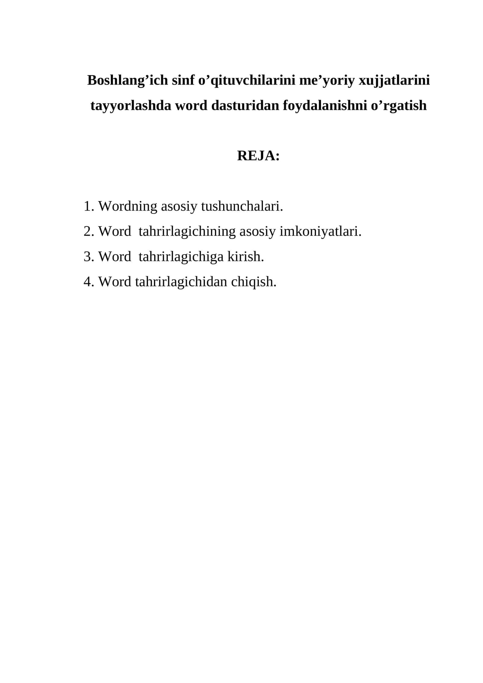 Wordning asosiy tushunchalari 1