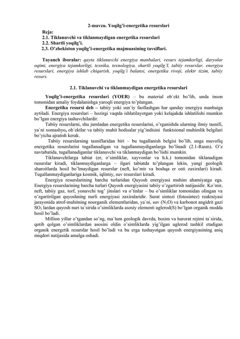 Yoqilg’i-energetika resurslari 1