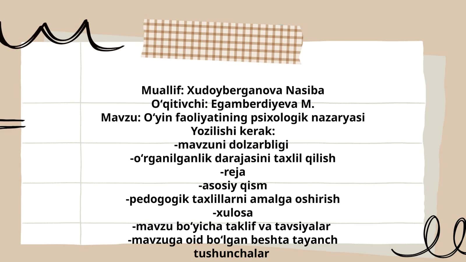 Oʻyin faoliyatining psixologik nazaryasi 1
