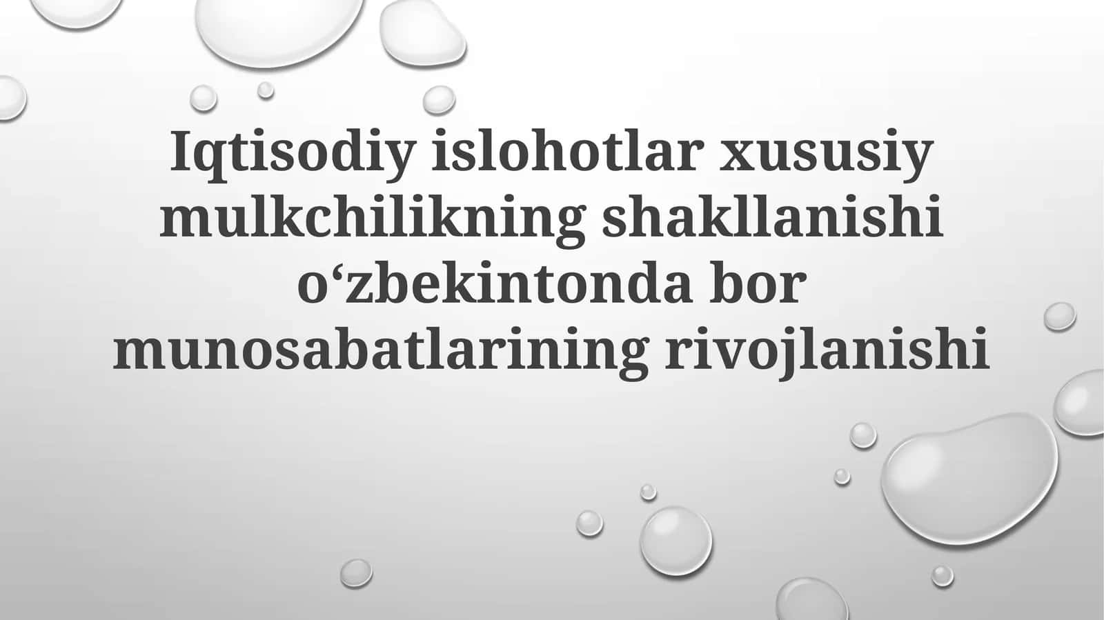 Iqtisodiy islohotlar mohiyati 1