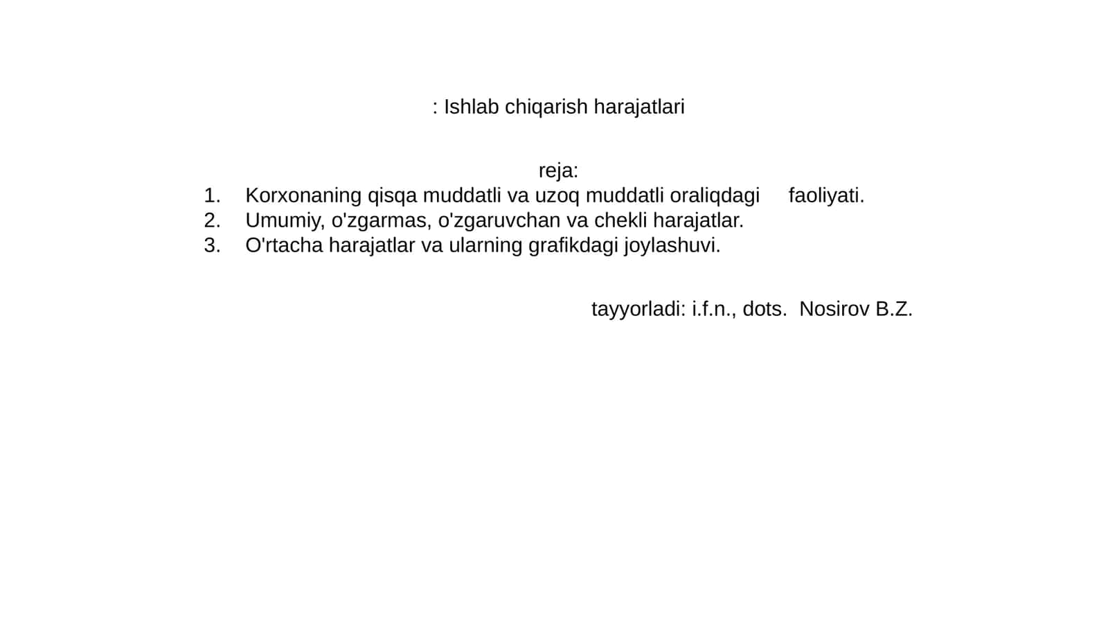 Ishlab chiqarish harajatlari 1