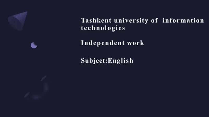Independent Work Subject: English 1