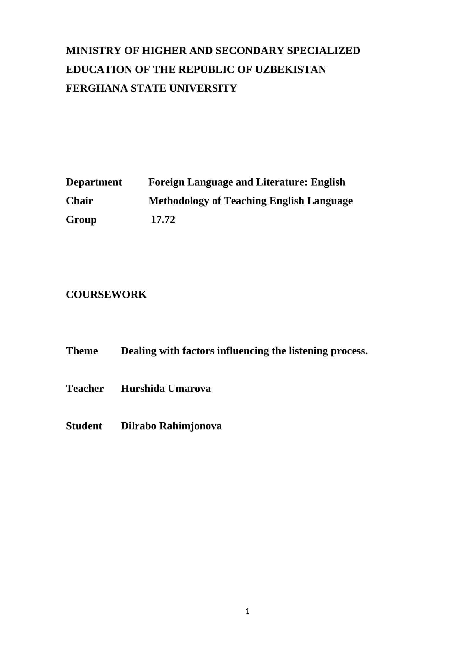 Dealing with factors influencing the listening process 1