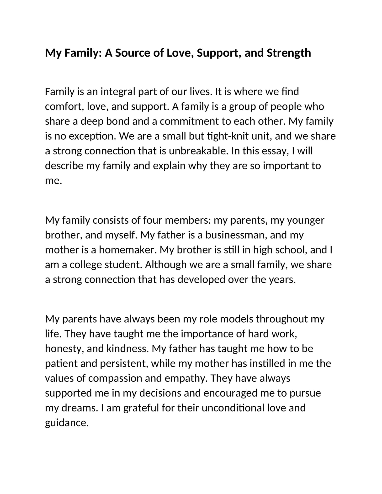 My Family: A Source of Love, Support, and Strength 1