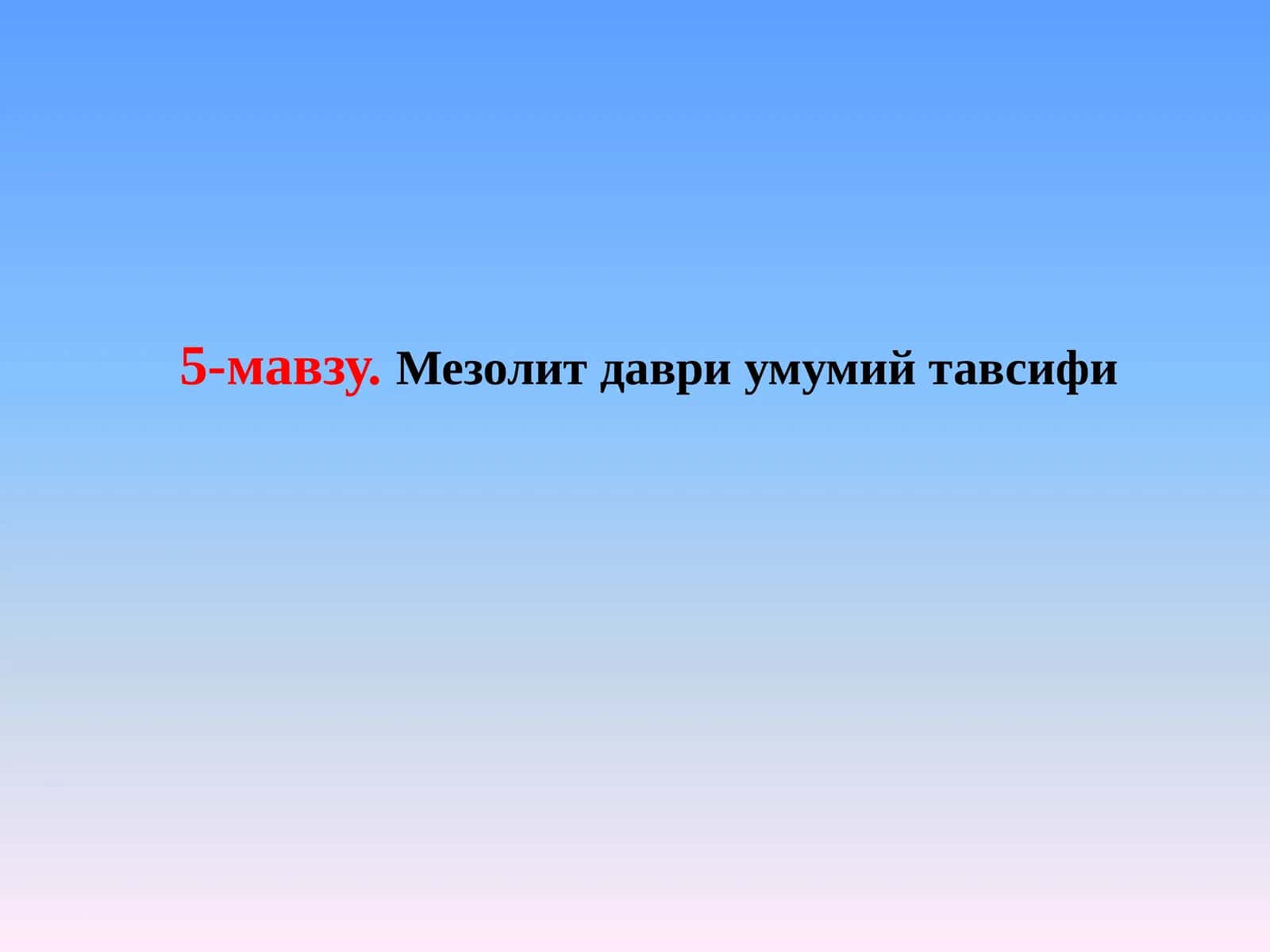 Мезолит даври умумий тавсифи 1