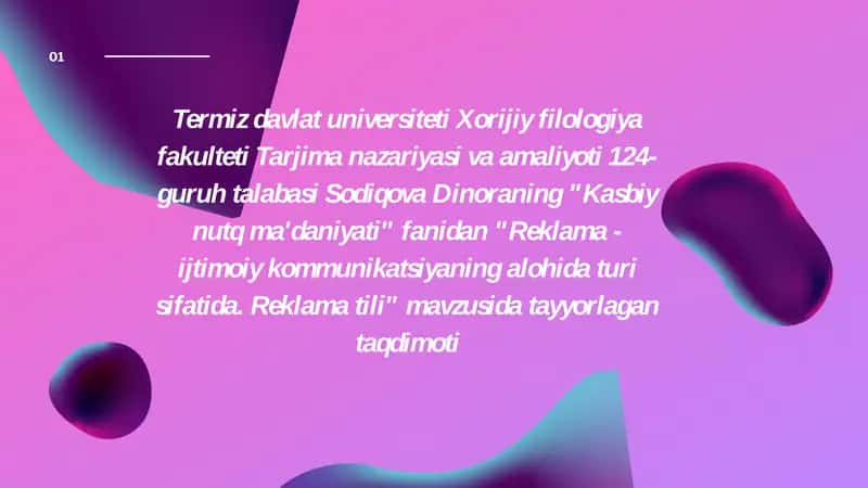 Reklama tili slayd 1