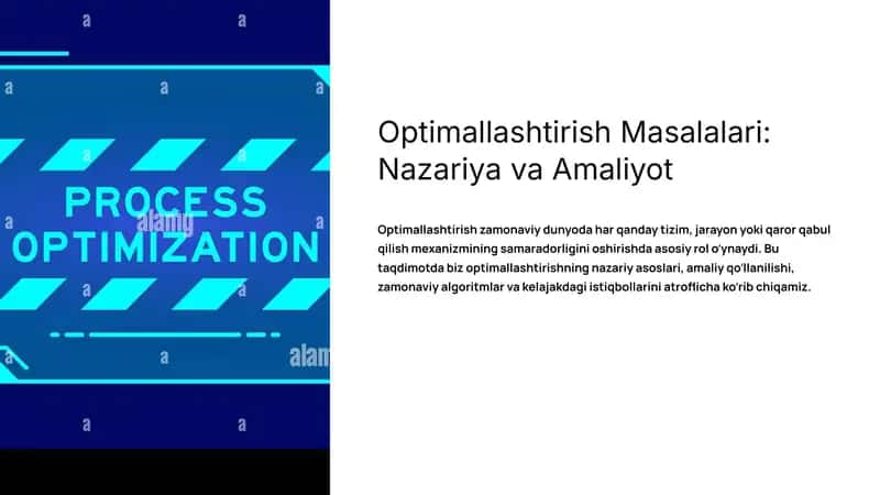 Optimallashtirish Masalalari: Nazariya va Amaliyot 1