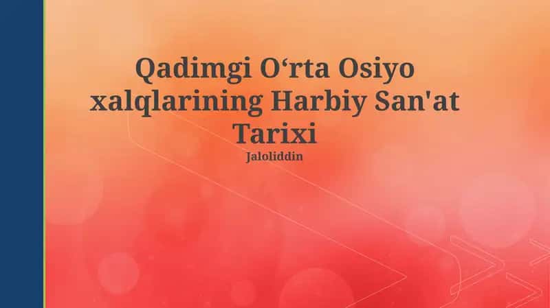 Qadimgi Oʻrta Osiyo xalqlarining Harbiy San'at Tarixi 1