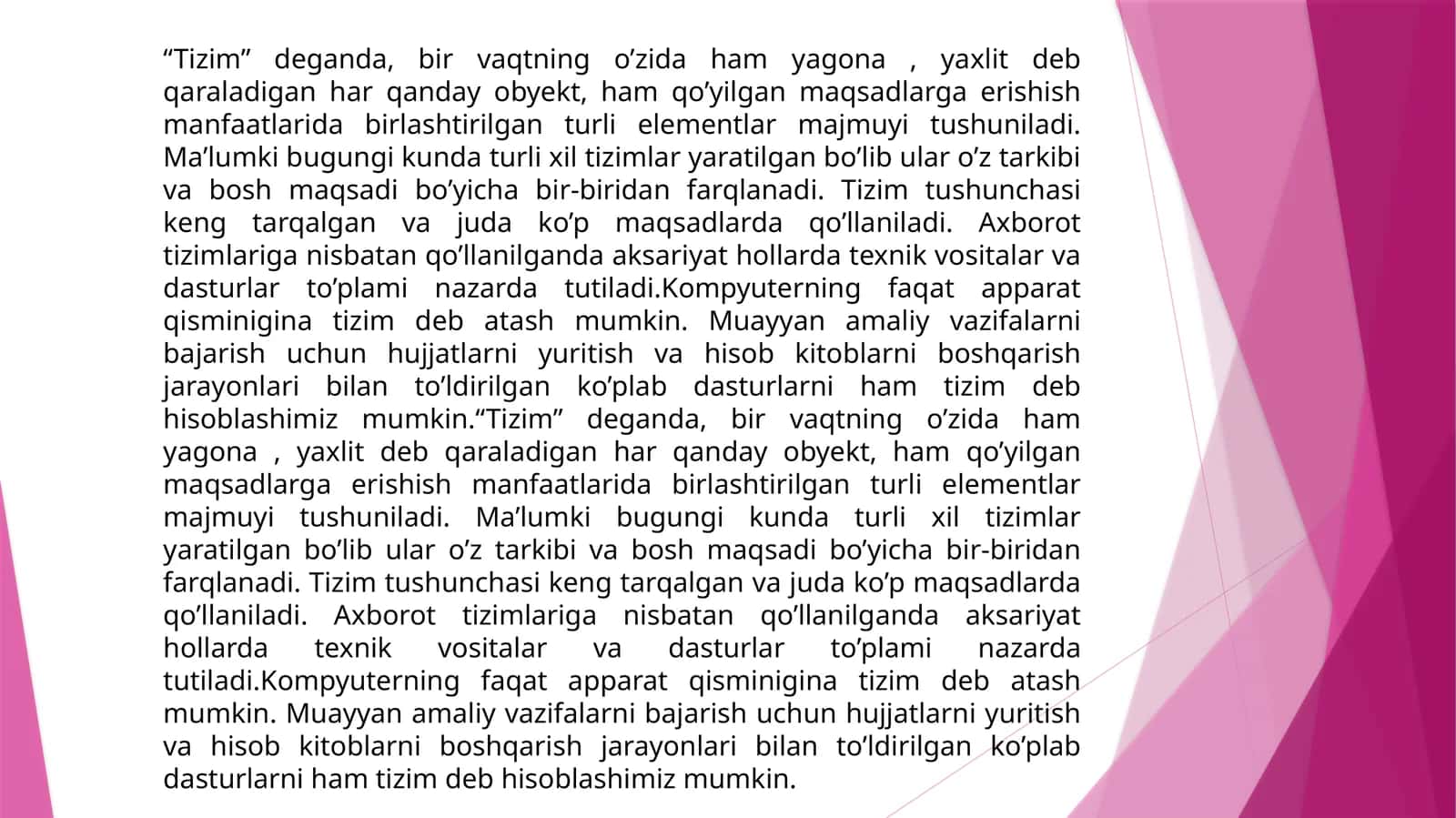 Turlariga ko'ra tizimlar 1