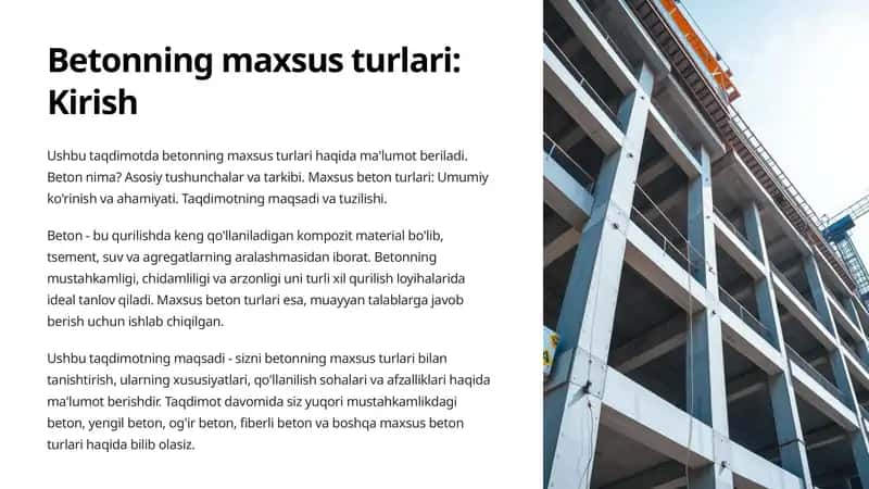 Betonning maxsus turlari: Kirish 1
