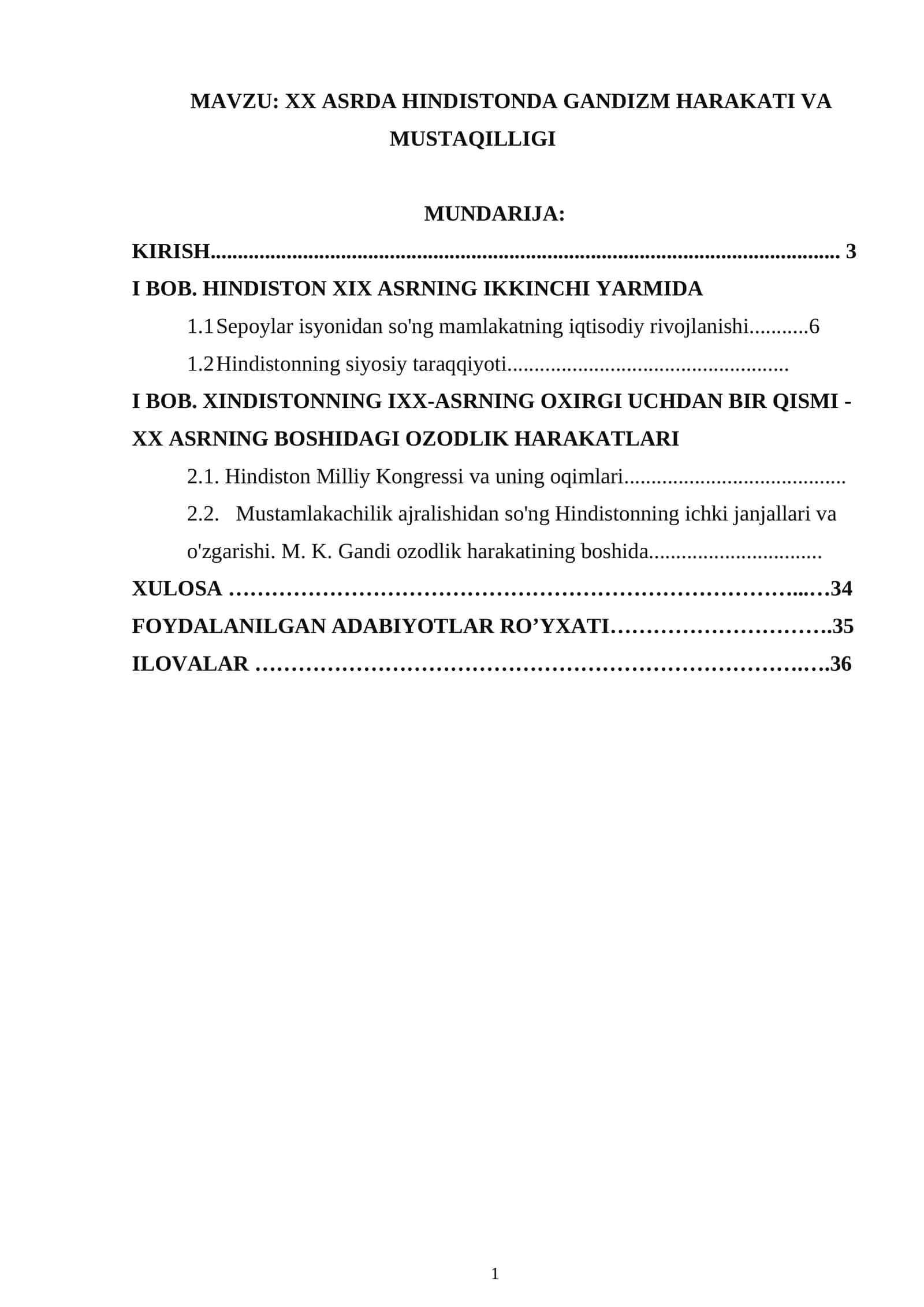 XX ASRDA HINDISTONDA GANDIZM HARAKATI VA MUSTAQILLIGI 1