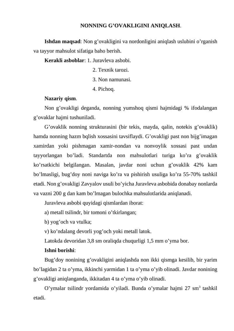 NONNING G’OVAKLIGINI ANIQLASH 1