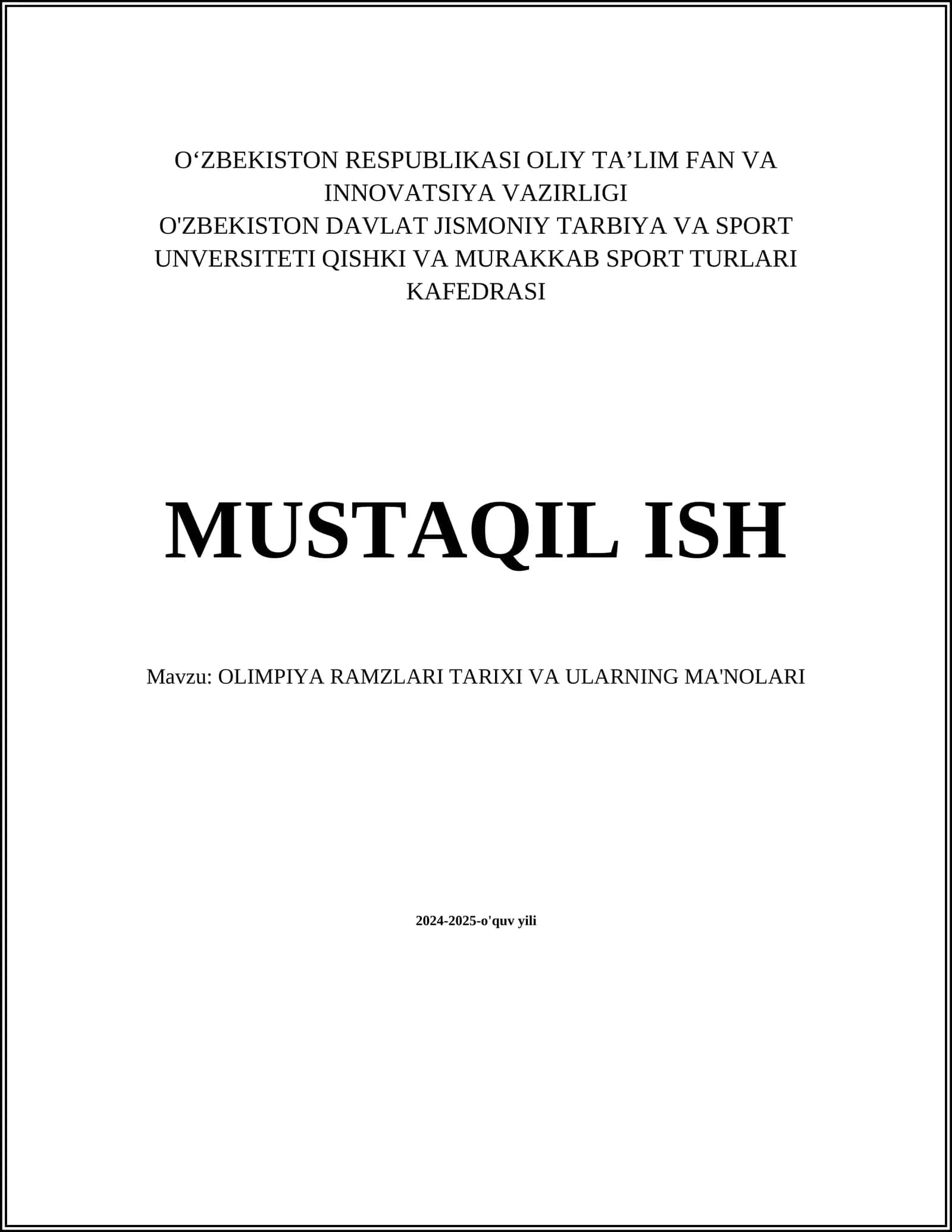 OLIMPIYA RAMZLARI TARIXI VA ULARNING MA'NOLARI 1