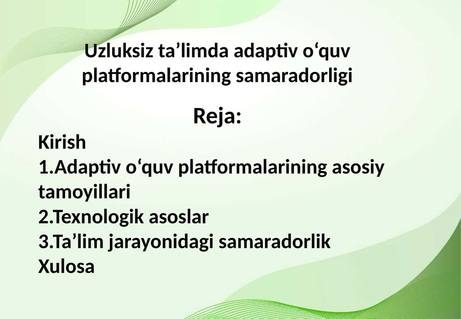 Uzluksiz ta’limda adaptiv o‘quv platformalarining samaradorligi 1