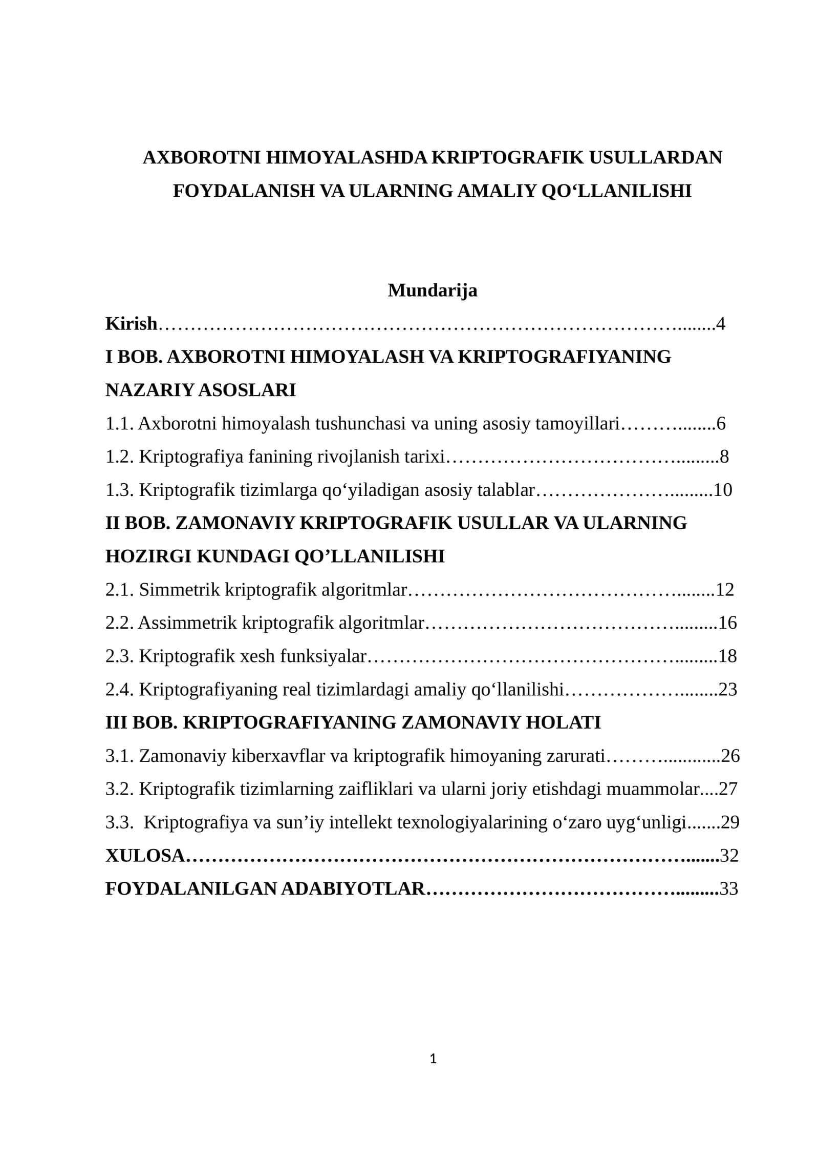 Axborotni himoyalashda kriptografik usullardan foydalanish 1