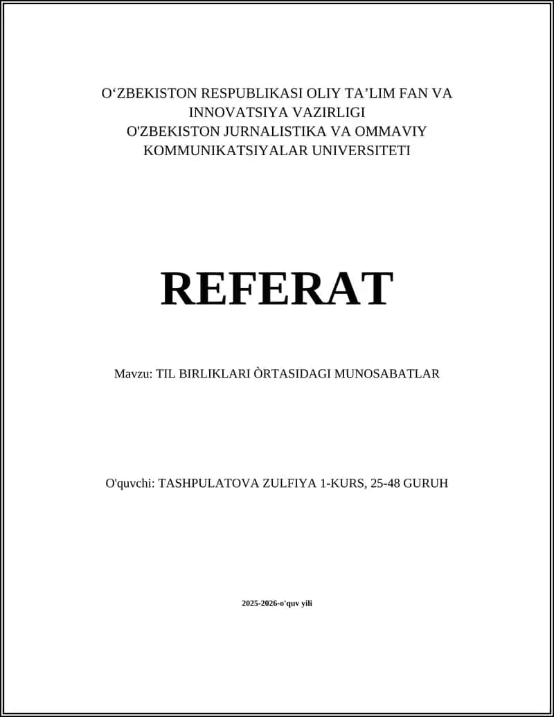 TIL BIRLIKLARI ÒRTASIDAGI MUNOSABATLAR 1