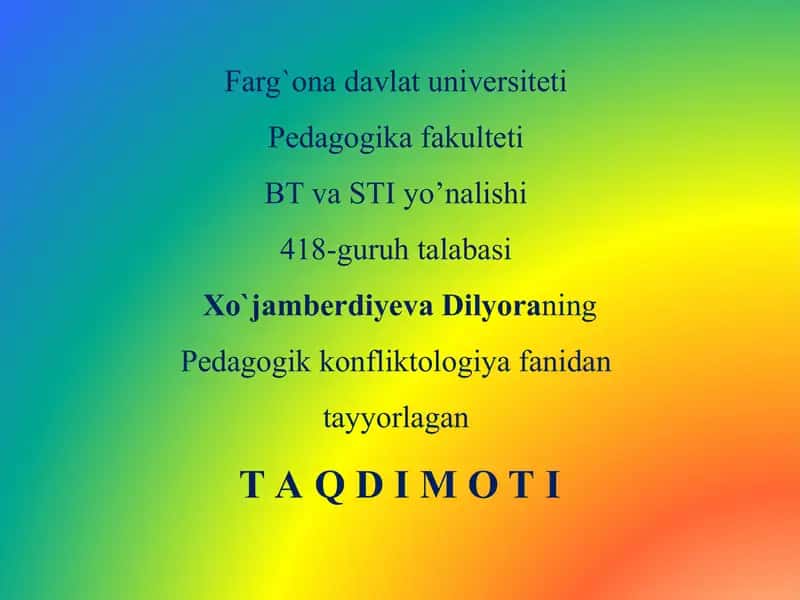 Ichki shaxsiy konflikt 1
