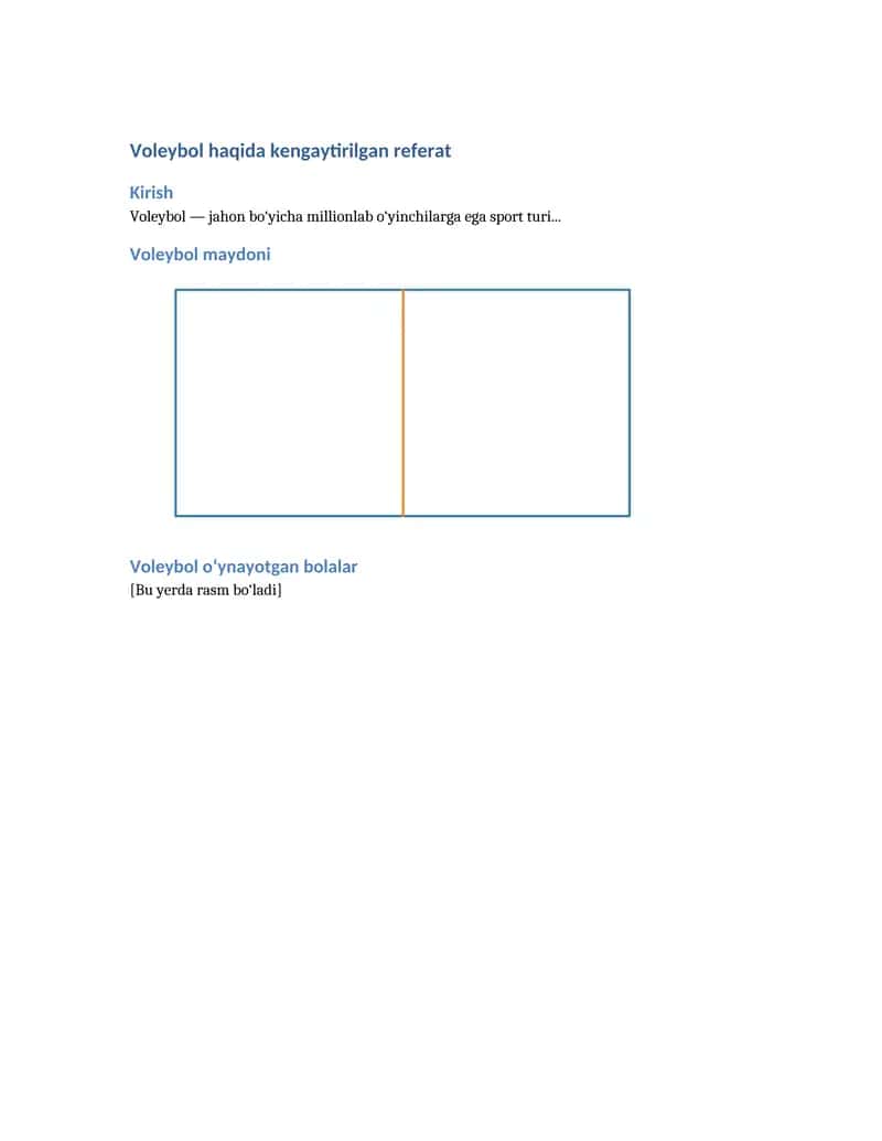 Voleybol haqida kengaytirilgan referat 1