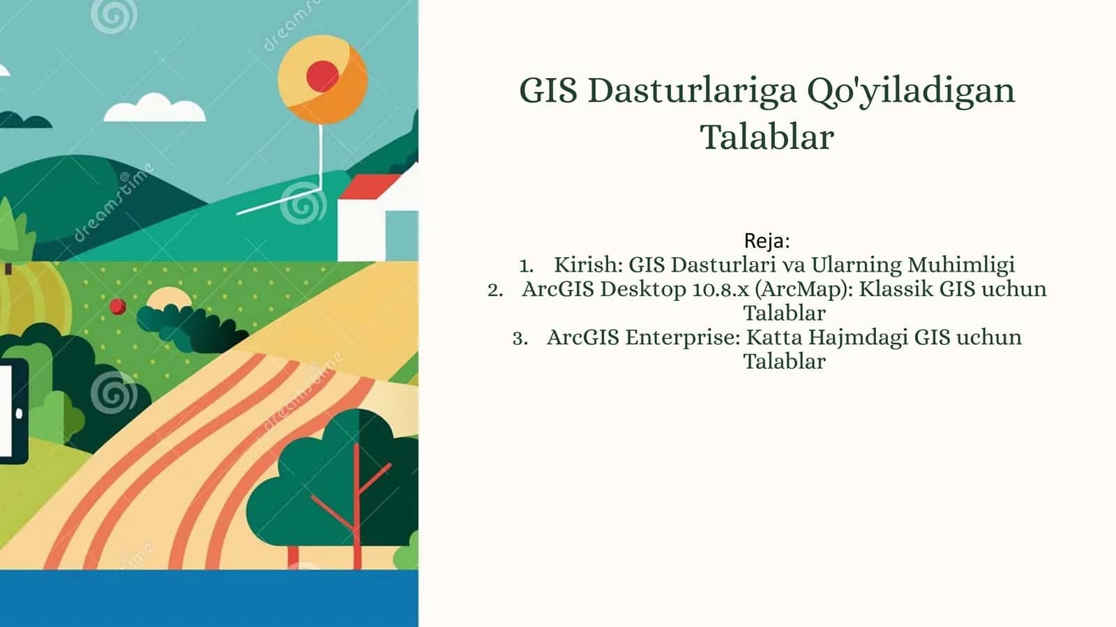GIS Dasturlariga Qo'yiladigan Talablar 1
