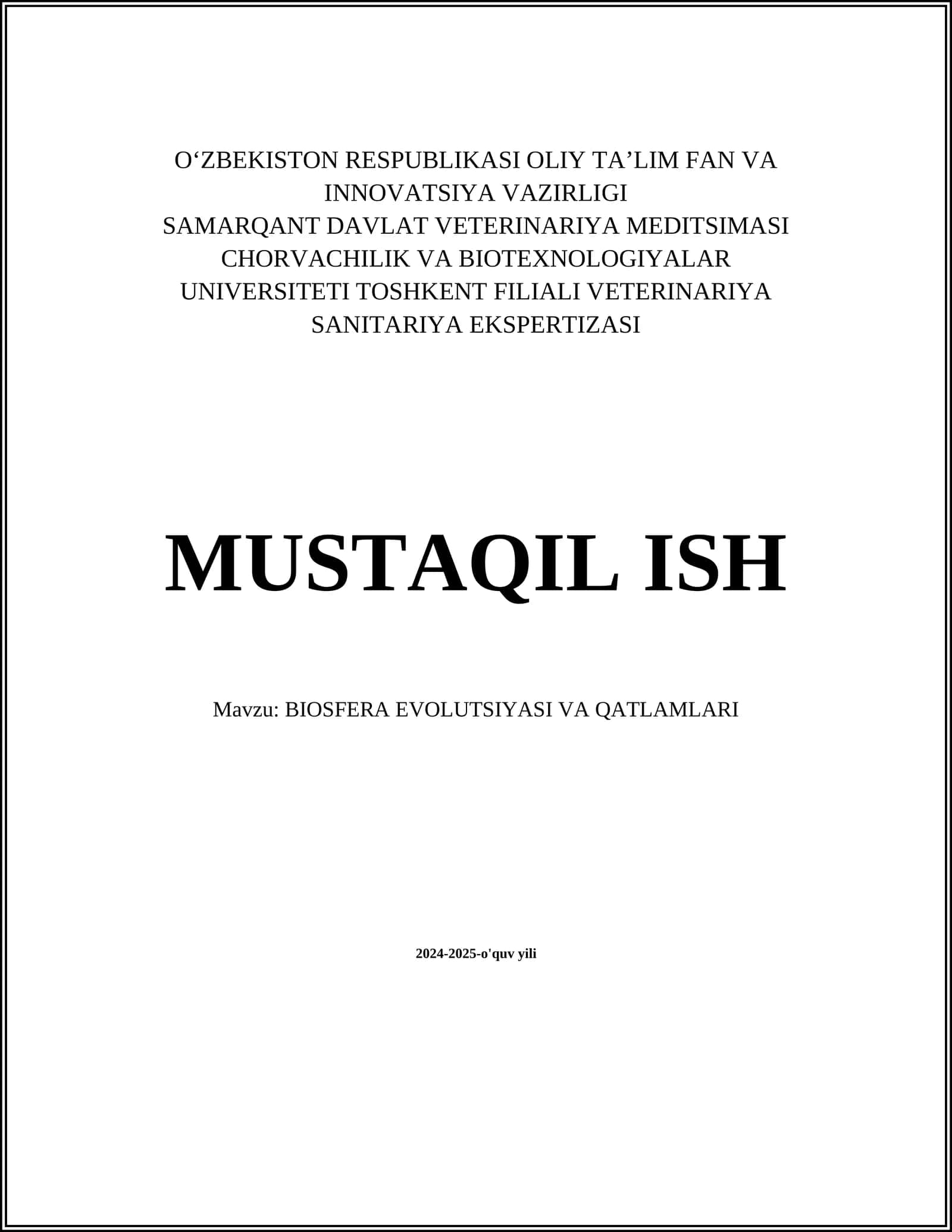 BIOSFERA EVOLUTSIYASI VA QATLAMLARI 1
