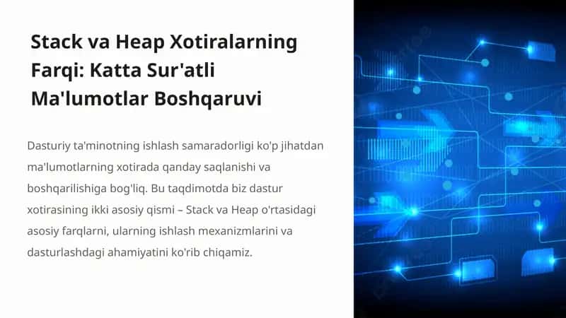 Stack va Heap Xotiralarning Farqi: Katta Sur'atli Ma'lumotlar Boshqaruvi 1
