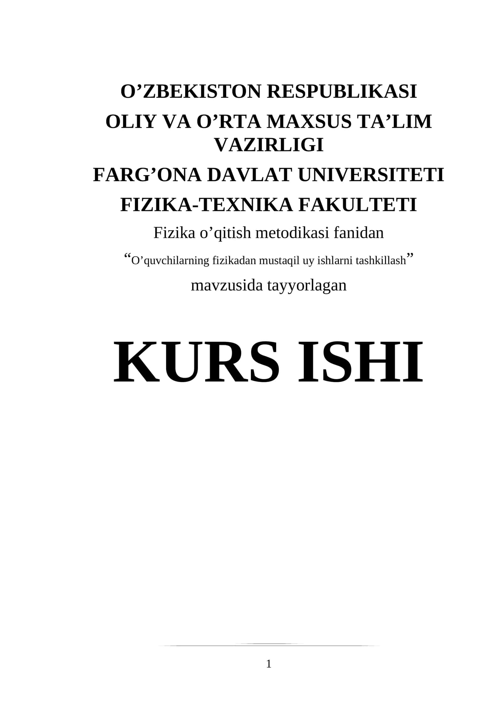 O’quvchilarning fizikadan mustaqil uy ishlarni tashkillash 1