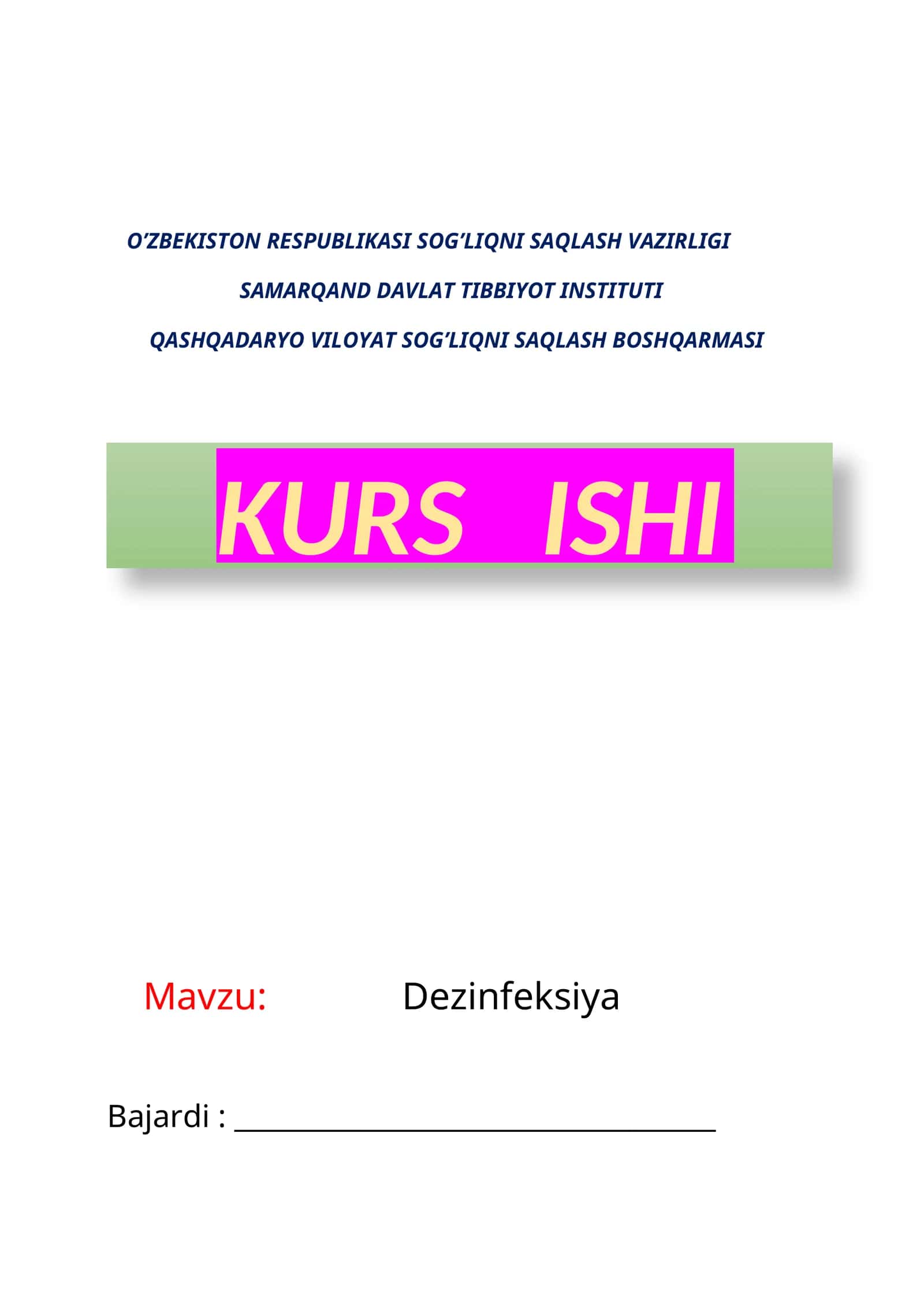 Dezinfeksiya Kurs Ishi 1