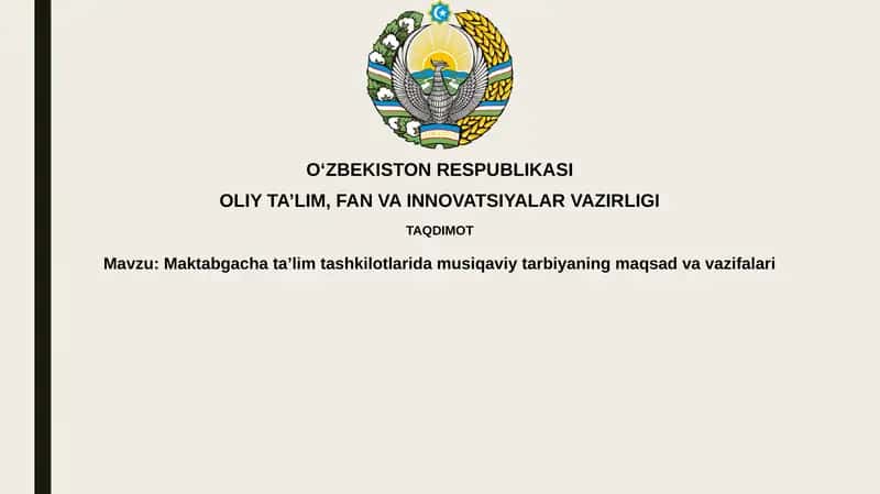 Maktabgacha ta'lim musiqiy tarbiyasi 1