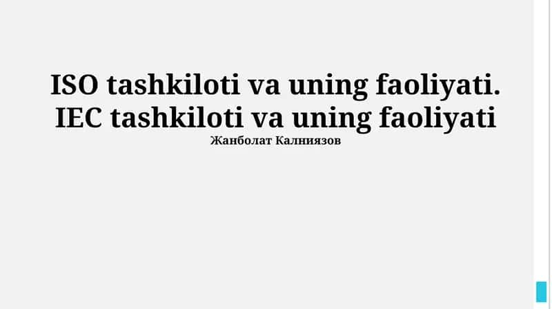 ISO va IEC o'rtasidagi hamkorlik 1