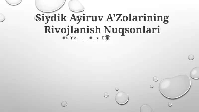 Siydik Ayiruv A'Zolarining Rivojlanish Nuqsonlari 1
