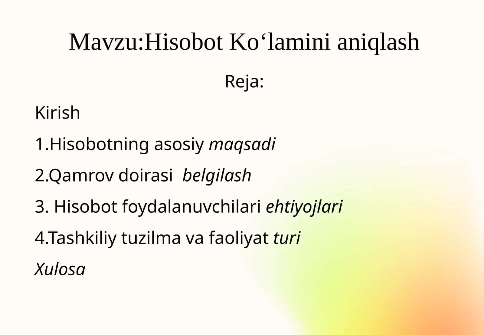 Hisobot Ko‘laminianiqlash 1