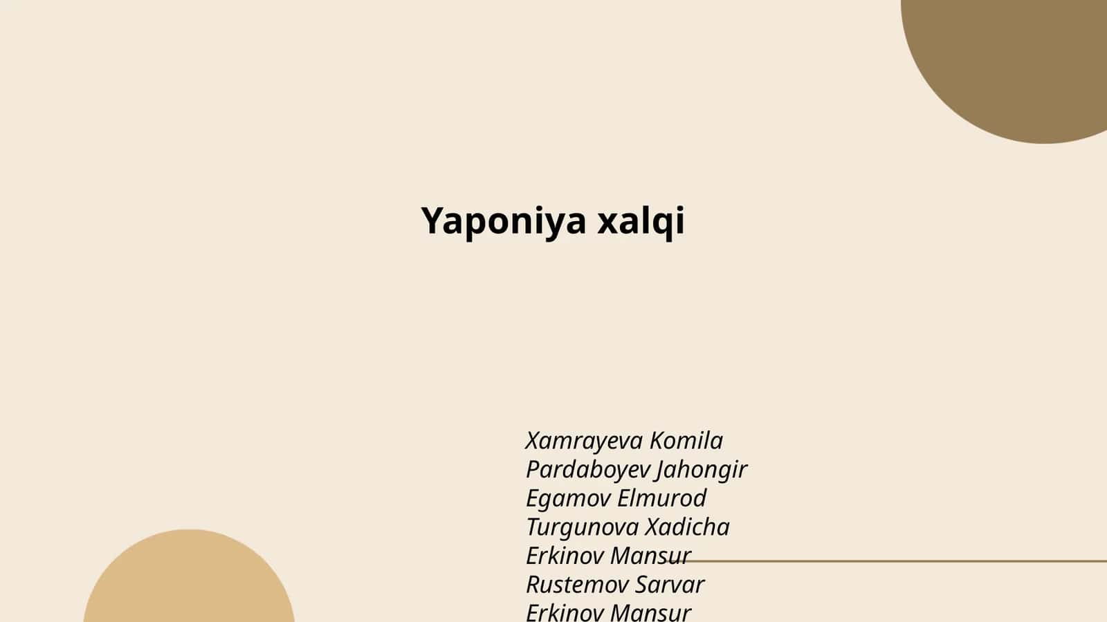 Yaponiya xalqining tarixi 1