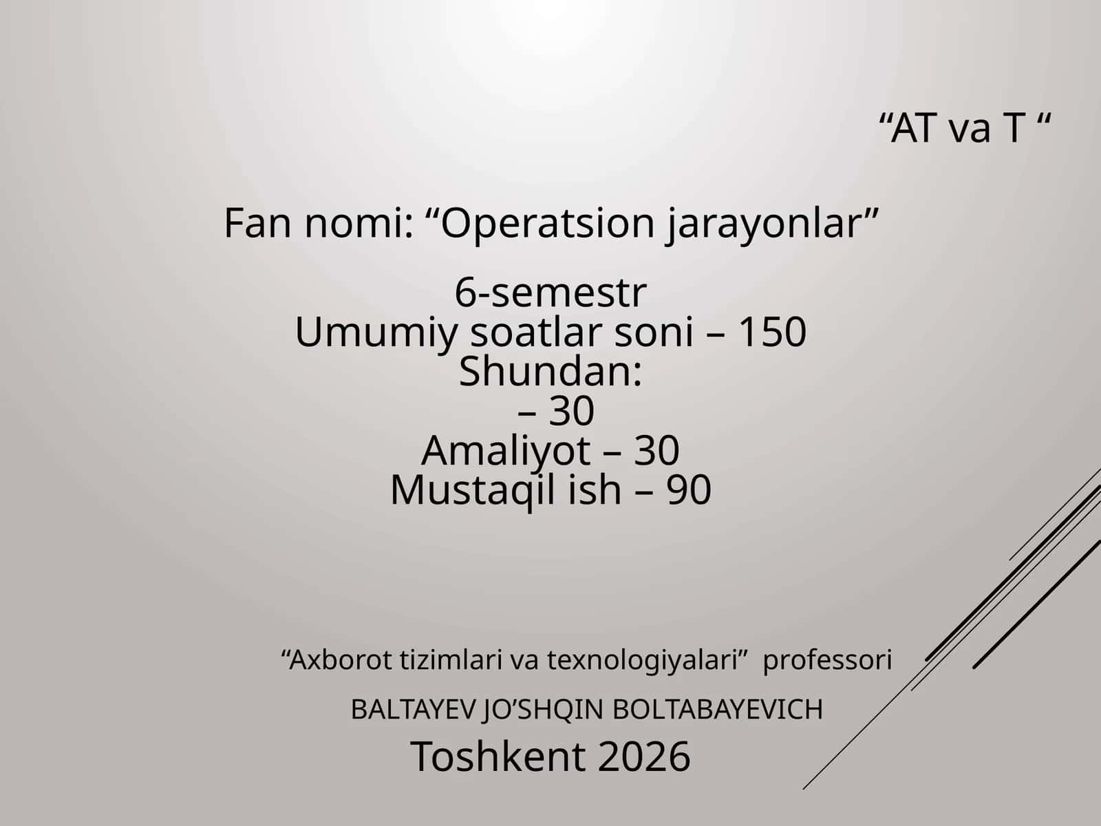Operatsion jarayonlar 1