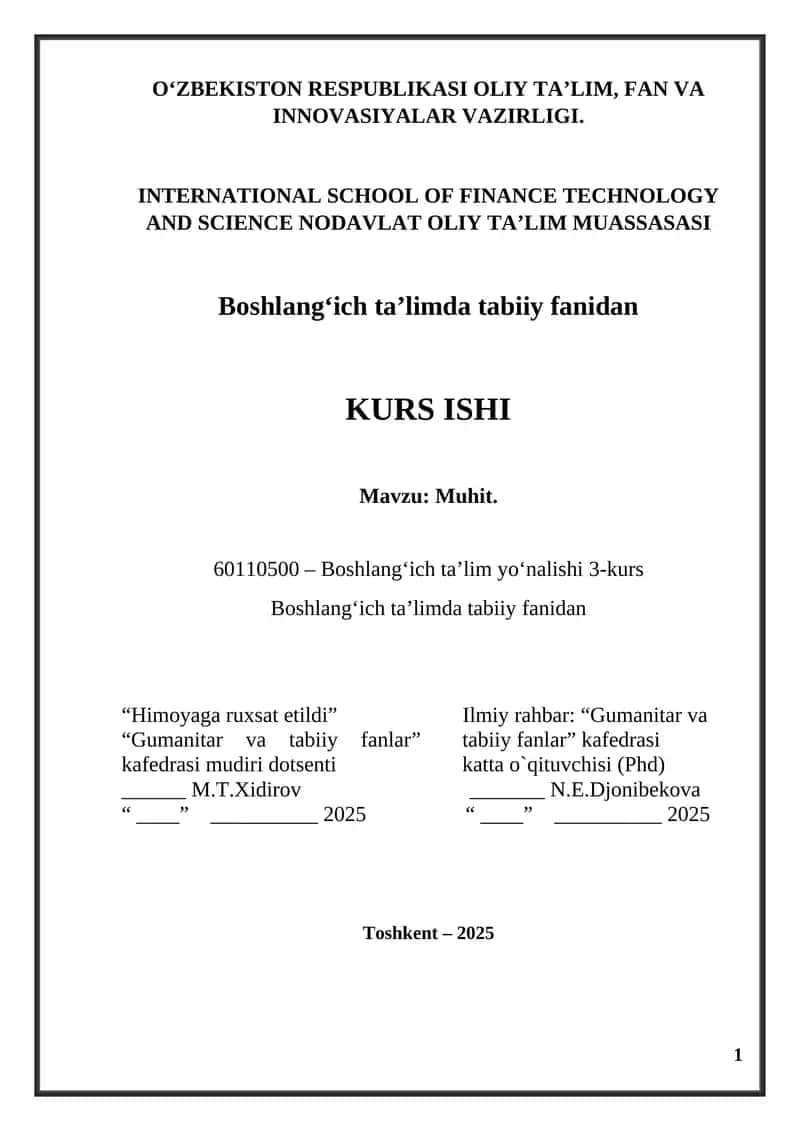 Muhit Kurs Ishi 1