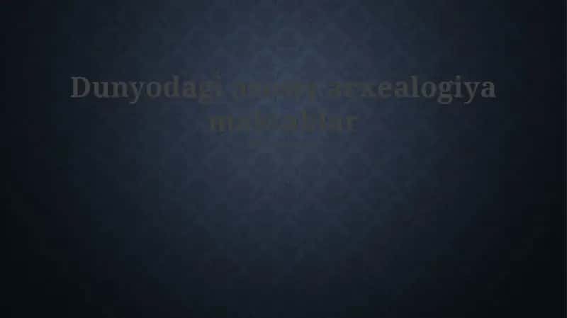 Okeaniyadagi Arxeologiya Maktablari 1