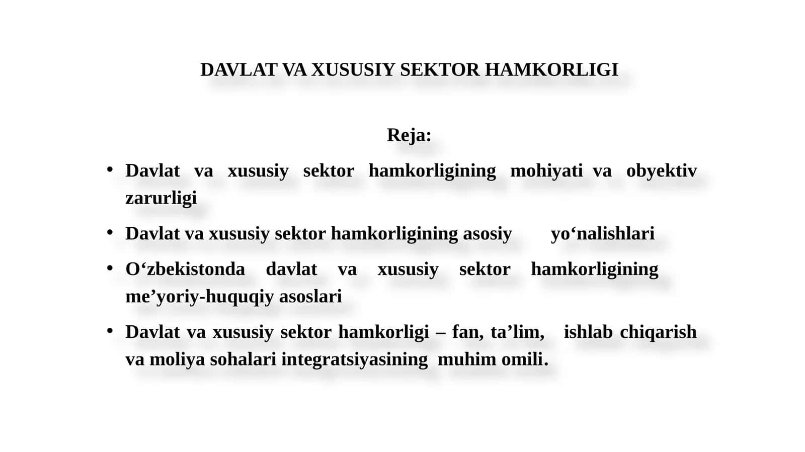 DAVLAT VA XUSUSIY SEKTOR HAMKORLIGI 1