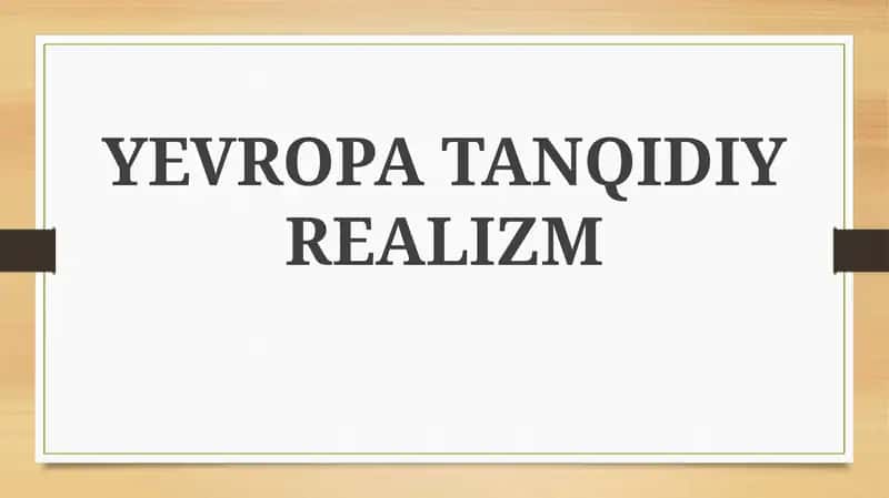 YEVROPA TANQIDIY REALIZM 1