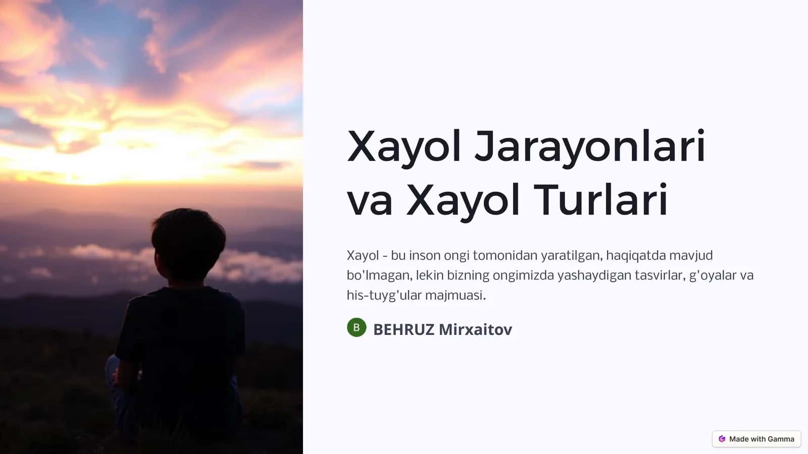 Xayol Jarayonlari va Xayol Turlari 1