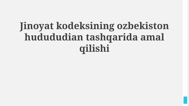 Oʻzbekiston Respublikasi Jinoyat Kodeksi 1