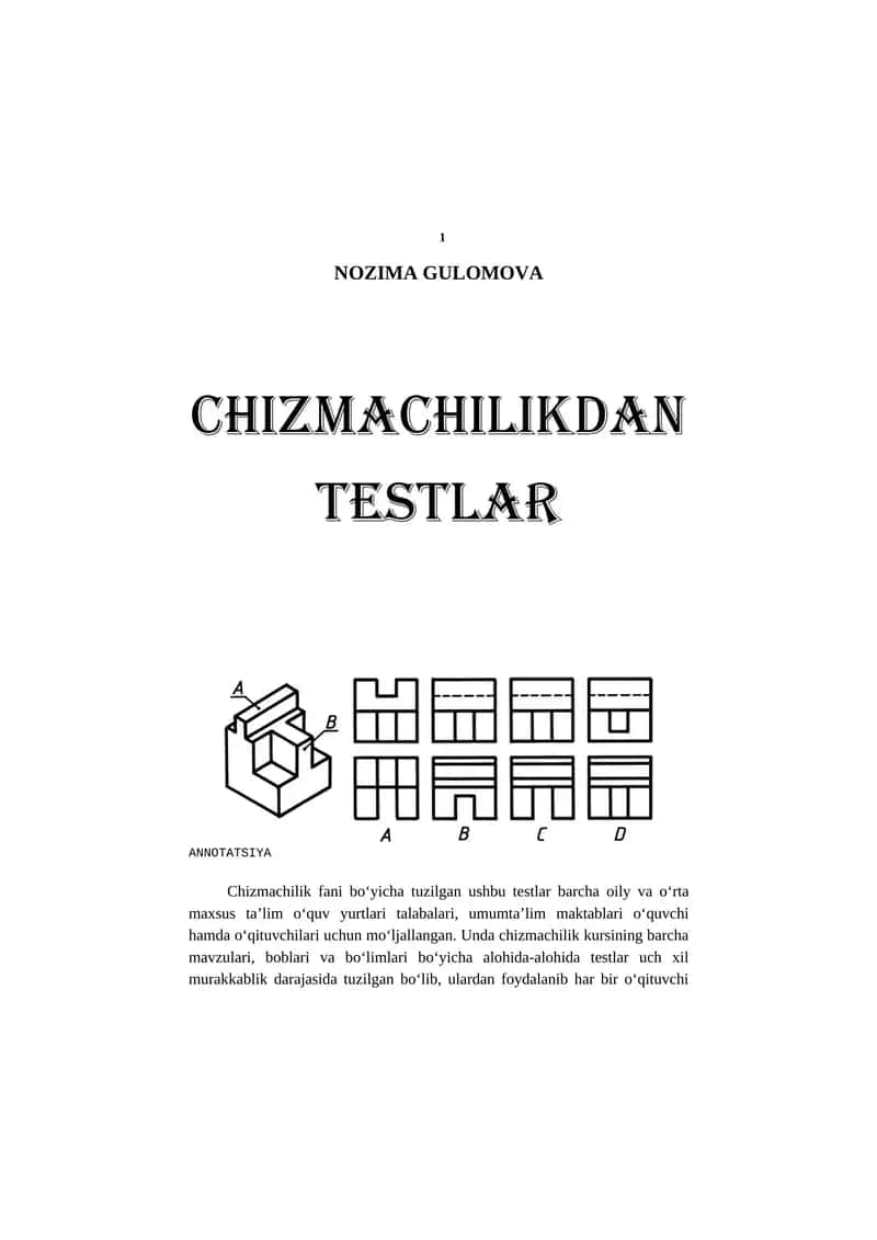 Chizmachilik kursi testlar to'plami 1