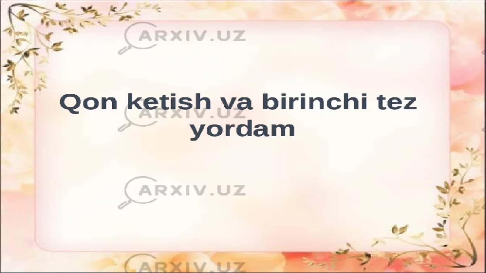 tomirlardan qon ketganda birinchi yordam koʻrsatish 1