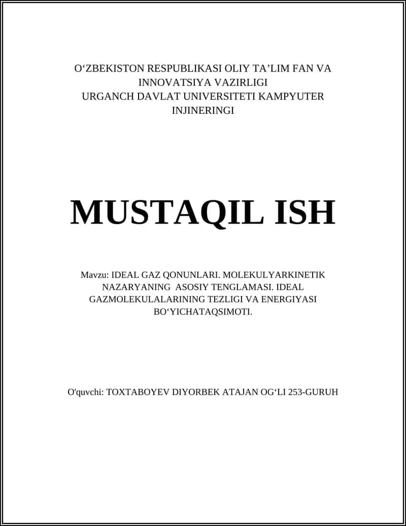 IDEAL GAZ QONUNLARI 1