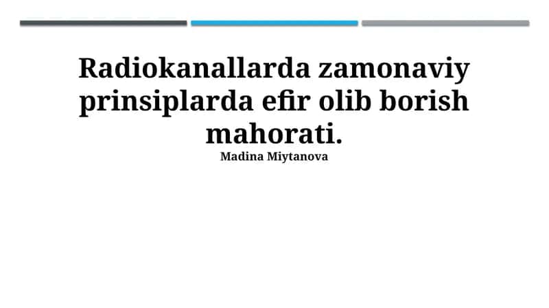 Zamonaviy radioeshittirishning asosiy tamoyillari 1