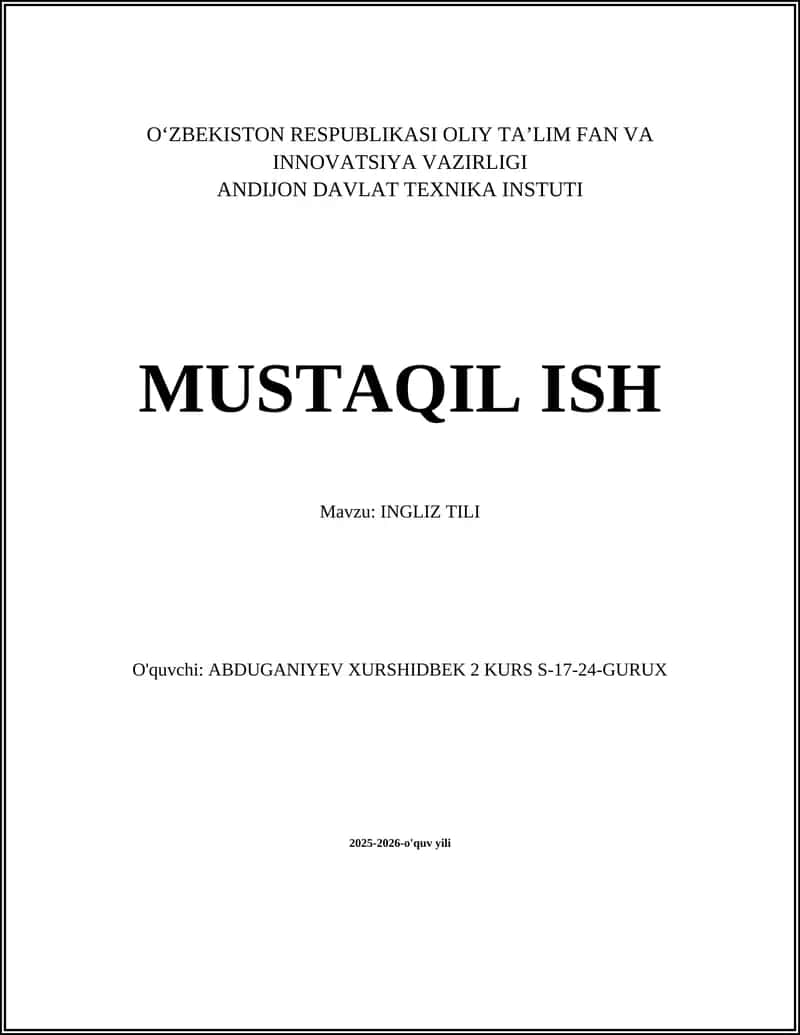 INGLIZ TILI 1