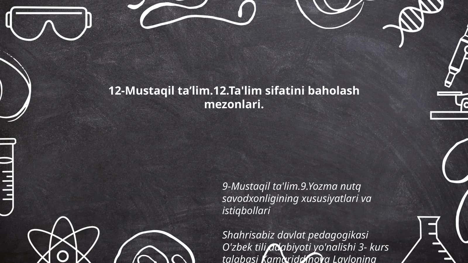 Kamariddinova Layloning Xalqlaro baholash fanidan mustaqil taʼlim taqdimot 1