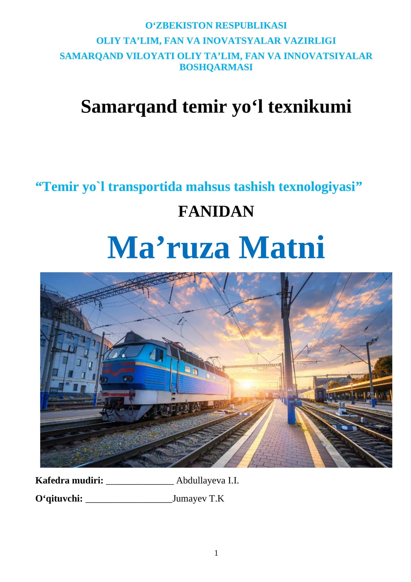 Temir yo‘l transportida mahsus tashish texnologiyasi 1