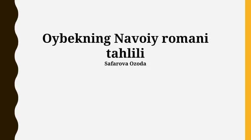 Oybekning Navoiy romani tahlili 1