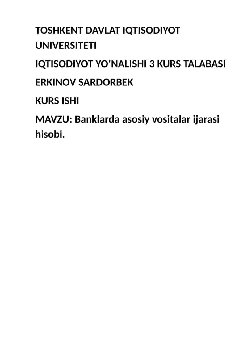 Banklarda asosiy vositalar ijarasi hisobi 1
