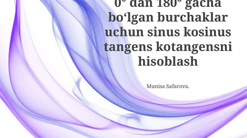 Sinus, Kosinus, Tangens va Kotangensni hisoblash 1