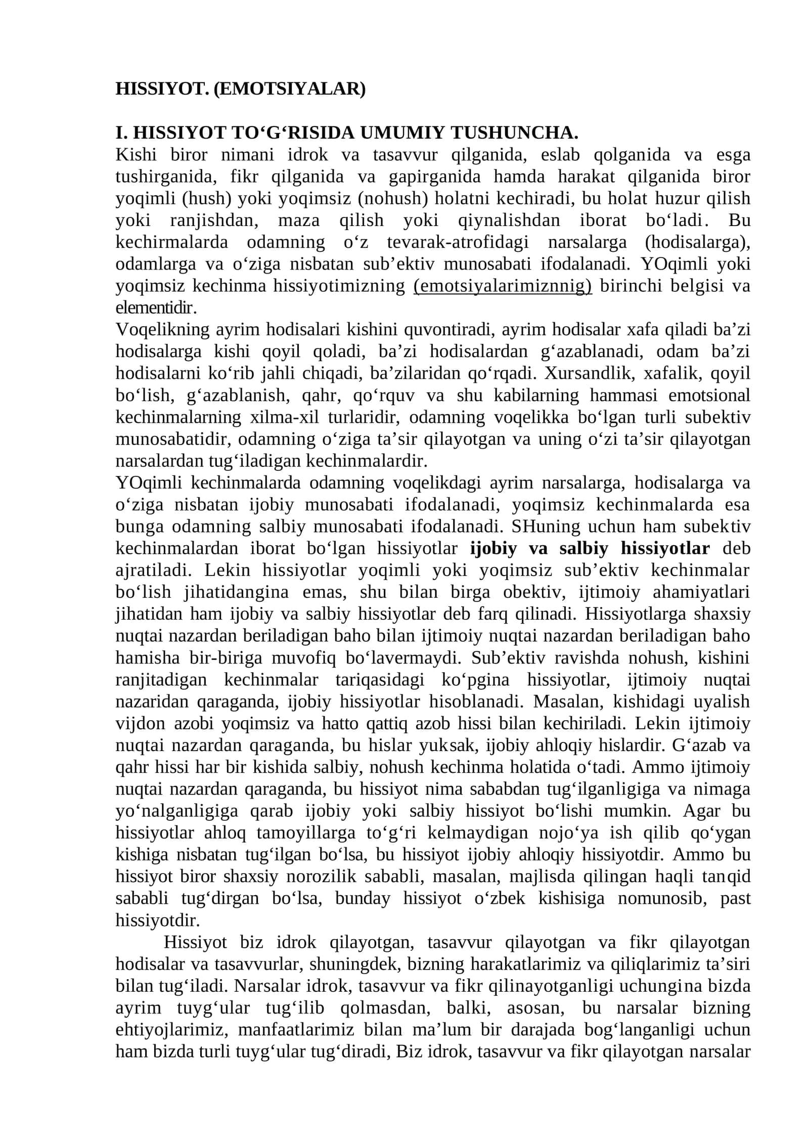 HISSIYOT. (EMOTSIYALAR) 1